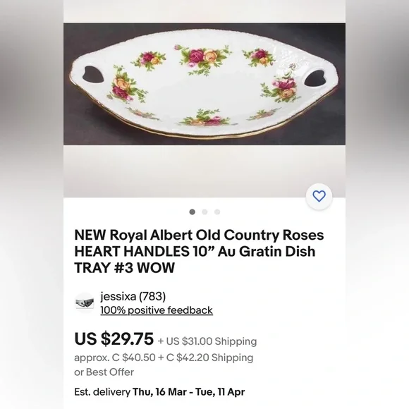 Old Country Roses Oval Tray - Picture 4 of 7